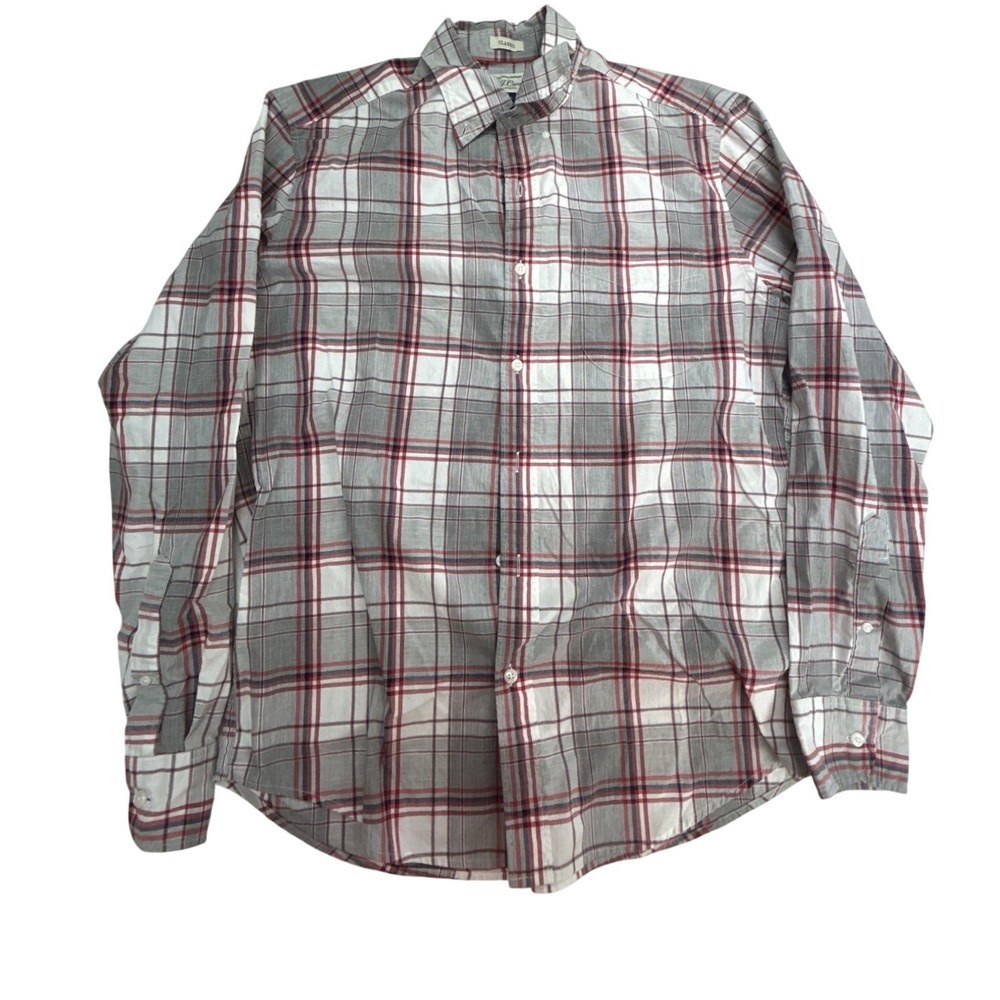 J. Crew plaid‎ shirt Men's size Medium gray long-sleeve